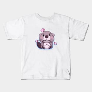 Baby beaver with butterflies Kids T-Shirt